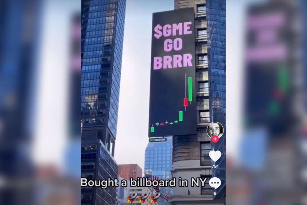 How The GameStop Times Square Billboard Became A Social Media Sensation GameStop Times Square billboard