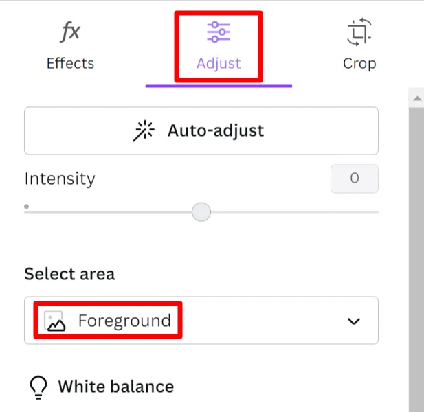 Adjusting the foreground of an image in Canva.