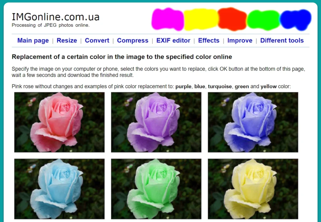 Change color of image online for free