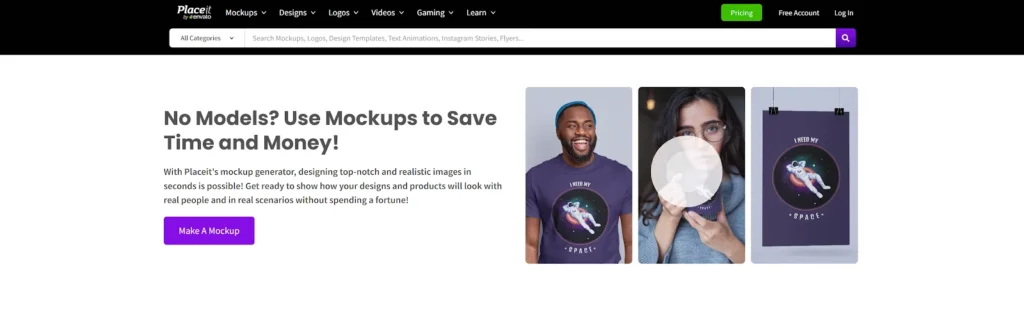 The Placeit by Envato landing page