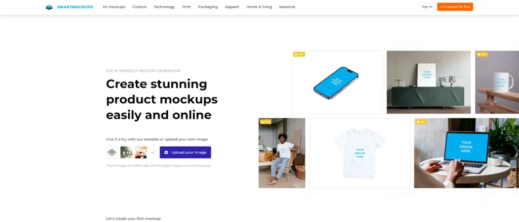 The Smartmockups landing page